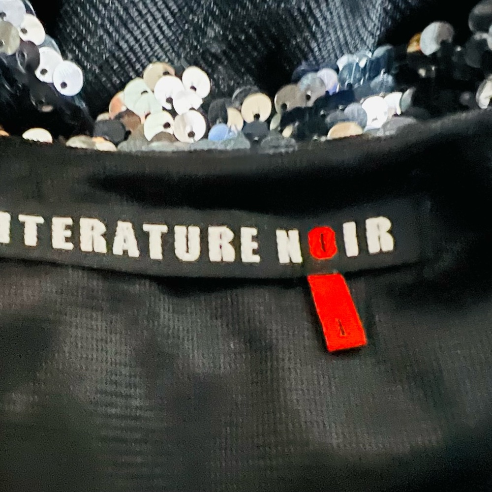 Vintage Literature Noir Open Back Sequin Top View 3